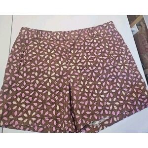 Ann Taylor Loft Womens Boho  Abstract  Cotton/ Linen Size 14 36"‎ Waist Shorts